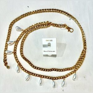 House of Harlow 1960 Gold Tone Chain Belt w/ Pearls NWT